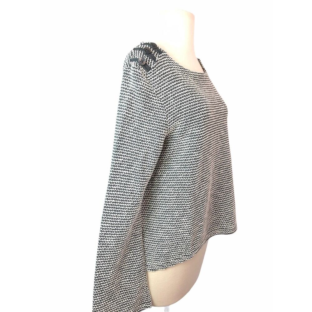 M Roxy Gray Textured Sweater Button Shoulder - Picture 3 of 5